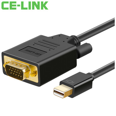 

CE-LINK Mini DP-VGA с высокой четкостью линии 5 метров mini DP-VGA-кабель Macbook, подключенный к телевизору с высоким разрешением, проектор черный 1635