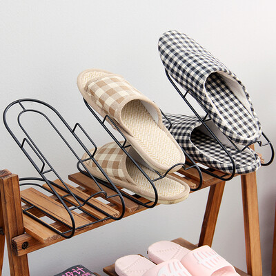 

Ou Runzhe shoe rack shoes matte black thick line shoe box home shoes slippers storage rack 3 Pack