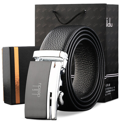 

Delidu men's leather belt first layer leather automatic buckle belt L-TCZD-L32 gun face silver side