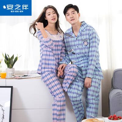 

Anjhe Pajamas 2017 весна новая пара домашняя служба корейская версия мультфильма пижамы мужчины с длинными рукавами набор 61K1210 розовый M