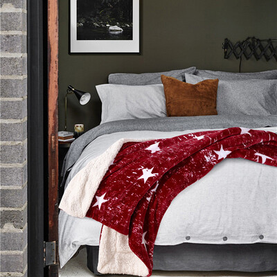 

Jie Liya blankets home textiles lambskin composite blanket Flannel blanket lunch break was 15 2 m stars - red