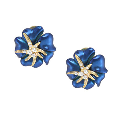 

Yoursfs@ Romantic Blue Rose Flower Stud Earrings for Women Gold Color High Superior Flower Jewelry Earring for Mother's Day Sale