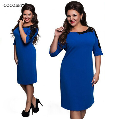 

COCOEPPS Elegant Lace women dresses big sizes casual loose Hollow sleeves dress 2017 plus size women clothing Vestidos Femininos