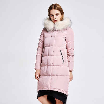 

Snow long fly knees thick down jacket female big hair collar H version hooded winter thick coat X1601028 smoke rain gray 8103 175