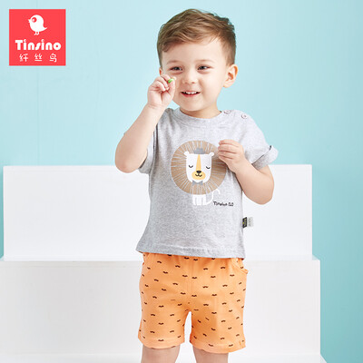 

(TINSINO) children's clothing children's summer set children's boy baby cotton leisure short sleeve sets of stars cactus light orange 80