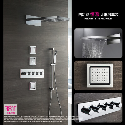 

HIDEEP Rainfall Shower Head System Polished Chrome Bath & Shower Faucet Bathroom Luxury Rain Mixer Shower Wall