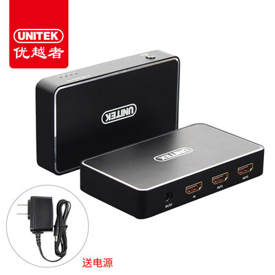 

Улучшенный человек (UNITEK) 2 HDMI в дозатор 1 в два 4K цифровой высокой четкости экран сплиттер один точка два кабельного телевидения коробки 3D компьютерных визуальных эффектов Y-HD12004-BK
