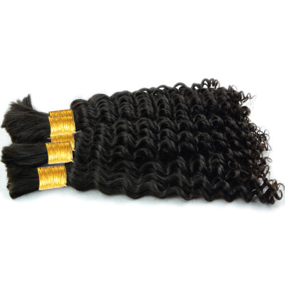 

Iueenly Hair Company Products Brazilian Non Remy Human Hair Afro Kinky Curly 100% Bulk Hair Extensions Two Bundles Natural Black 8