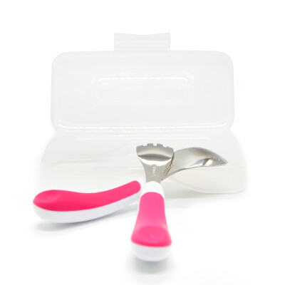 

Austrian show OXO childrens stainless steel fork spoon boxed baby practice tableware portable set non-slip pink without BPA