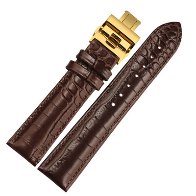 

NP01 18mm Watchband Women And Men With Gold Butterfly Buckle Calfskin Watchstrap