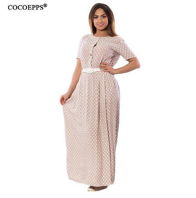

COCOEPPS Summer Polka Dot Women Maxi Dress 2017 Plus Size Elegant Sashes Female Long Dresses Large Size Ladies Big Size Vestidos