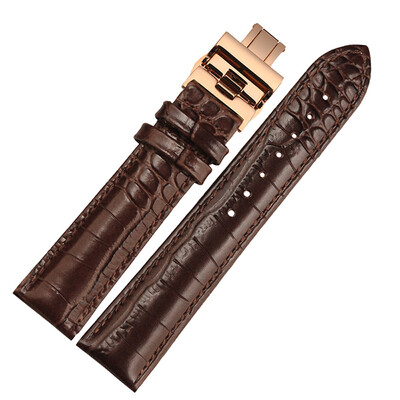 

NP01 22mm Watchband Women And Men With Rose Gold Butterfly Buckle Calfskin Watchstrap