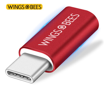 

Bee wing aluminum alloy Andrews Micro USB to Type-C adapter phone data / charge line conversion head China Red for millet 6 / 5s / 5 Huawei P9 / glory