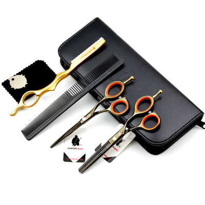 

5.5" hairdressing scissors set HT9114 razor scissor thinning shear for hairdresser Black barber Haircut Scissors kit
