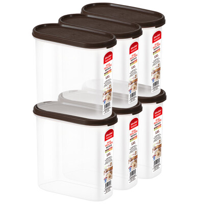 

JEKO&JEKO Plastic Storage Box Refrigerator Storage Preservation Box 18L 6 Pack Oval Storage Box Pill Box Seal Box Brown SWB-5443