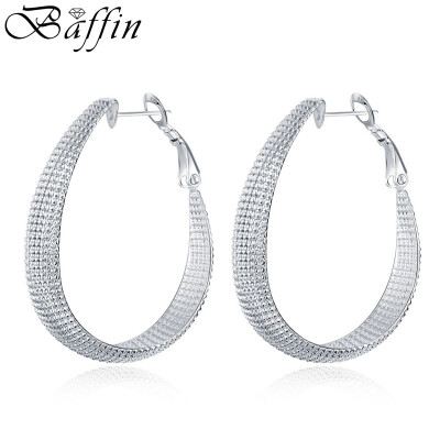 

BAFFIN Rock Big Silver Plated Hoop Earrings Women Fashion Jewelry