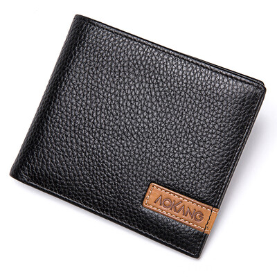 

Aokang Men's Wallets Head Cowhide Dolls Men's Multi-Card Men's Men's Short Straps 8731705003 Black