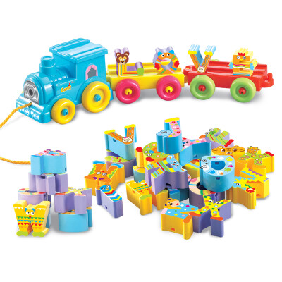 

Southland baby Po children's toys baby Puzzle drag three-dimensional spell plug building blocks interesting letters train 838A-43