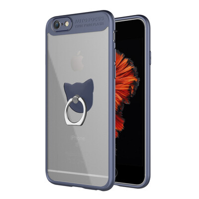 

Mo Fan Apple 6 оболочка телефона iPhone6s защитная крышка (для отправки пленки + кольцо с кольцом) полностью прозрачная твердая оболочка назад вокруг падения мягкой оболочки синего цвета