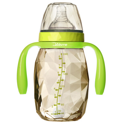 

[Jingdong supermarket] kiss me (kidsme) wide caliber 240mlPPSU diamond bottle with straw handle (green) (comes with cross hole pacifier)