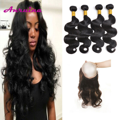 

360 Lace Frontal with Bundles Peruvian Body Wave Virgin Human Hair 3 Bundles with 360 Frontal Factory Outlet