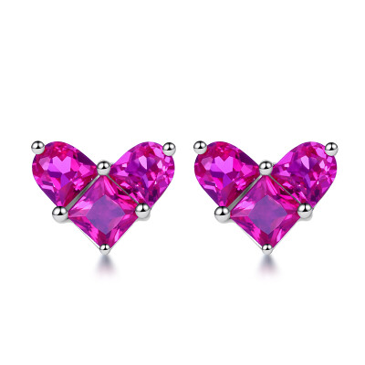 

AFFINER925 silver simple series sweet heart earrings female fashion jewelry AFE2027