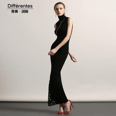 

DF · RSAutumn new dress knit long section stand skirt temperament Slim Banquet skirt