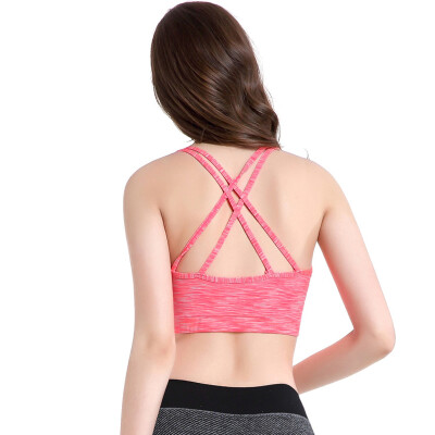 

Women Yoga Vest Shakeproof Sport Bras Solid Athleisure Padded Yoga Bra Tops Fitness Activity Underwear Strip Lady Bra