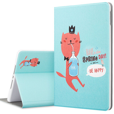 

Illustrator Apple new iPad protective cover 2017 new iPad7 protective case cartoon drop stent 9.7 inch leather case small Meng Friends of the series of small children