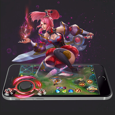 

ESCASE eighth generation mobile phone joystick joystick wireless game artifact king glory direction sticking place button metal red Andrews apple general