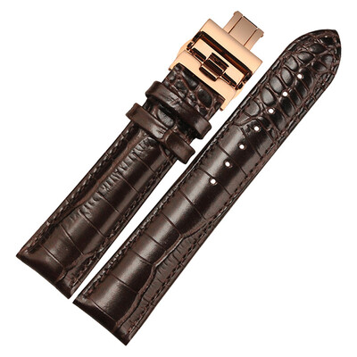 

NP01 22mm Watchband Women And Men With Rose Gold Butterfly Buckle Calfskin Watchstrap