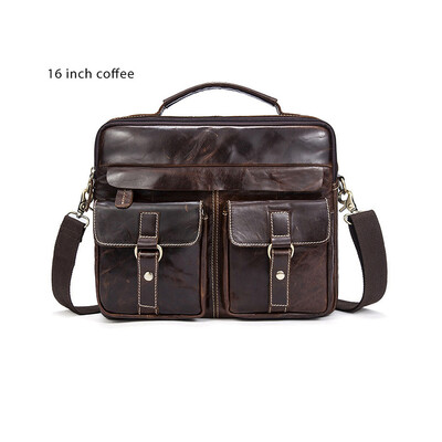 

DALFR Genuine Leather Men Shoulder Bags 1618 Inch Cowhide Handbags Casual Style Messenger Bags for Men Crazy Horse Leather