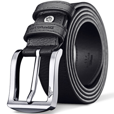 

SEPTWOLVES Men Belt, leisure leather buckle belt, black