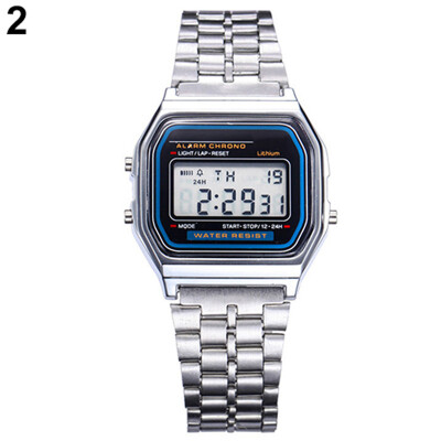 

Men Women Watch Clock Gold Silver Vintage Stainless Steel LED Digital Fashion Sports Military Wristwatches