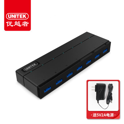 

Улучшенный человек (UNITEK) USB3.0 разветвитель 7 120CM скорость расширения концентратор HUB ноутбук мульти-интерфейсный преобразователь с индикатором питания Y-3184ABK