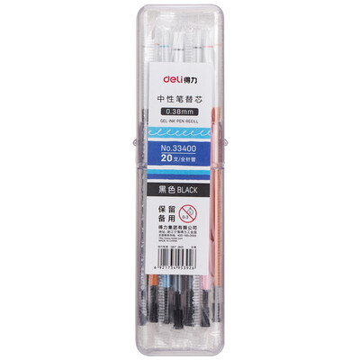 

Deli deli 038mm student full needle black pen signature pen neutral pen 20 barrel 33400