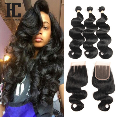 

Grade 8A Unprocessed Malaysian Virgin Hair With Closure Hair Products With Closure And 3 Bundles Malaysian Body Wave With Closure