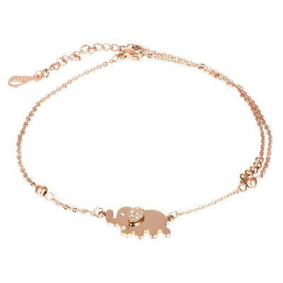 

Yoursfs@ Elephant Anklets Pendant for Mother's Day with Charm Beads (18k Rose Gold Plated