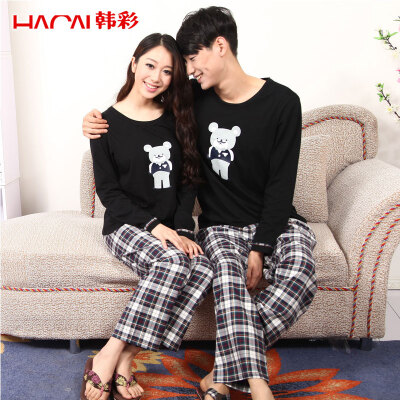 

Han Cai HACAI pajamas women long sleeves autumn thin home clothing suit black 175100