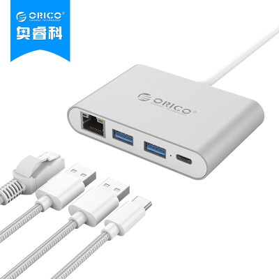 

ORICO RCR2A USB3.0 Splitter Type-c to RJ45 Card Hub MACBOOK Aluminum HUB Gigabit Ethernet Conversion Expansion Kit Silver