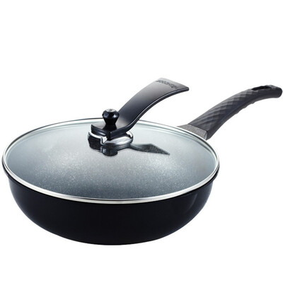 

Korean box highcook Korean imports of black gold series of flat-bottomed wok non-stick pan no smoke pot non-stick pan 30cm induction cooker fire universal pot HJ001-ZY