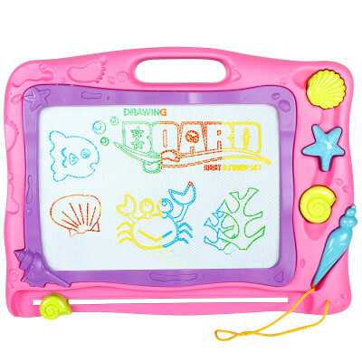 

QIQUTOYS 6688A color magnetic board drawing board oversized stamp children's drawing board small blackboard 1-2-3 years old color toys baby graffiti board pink