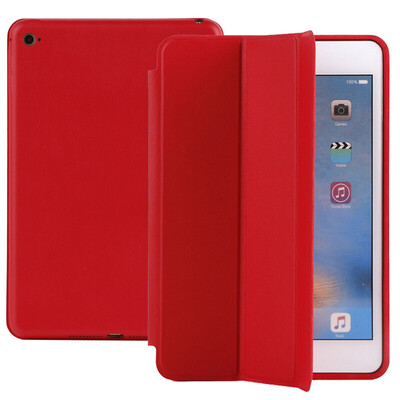 

Сан-Диего (Sendio) iPad mini4 корпус мини-4 кожаная текстура три раза защитная крышка интеллектуальный сон Apple Tablet PC корпус / раковина красный