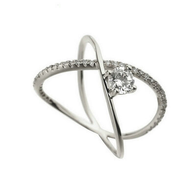 

Yoursfs@ Luxury AAA cubic zirconia micro pave setting big X shaped ring ,stunning jewelry women's accessories