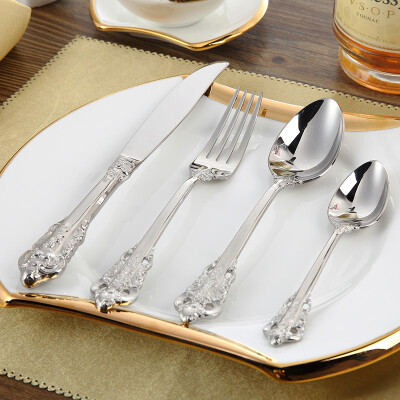 

DJ Dinnerware Set Steel Luxury Cutlery Set Vintage Quality 16 Pieces Tableware Knives Forks Dining Dinner Set Western Food