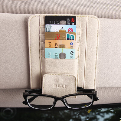 

Bliss car with sun visor card holder BL1618 business card ticket holder car glasses folder multi-function car storage beige