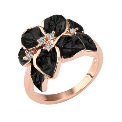 

Yoursfs 18K Gold Plated Enamel Flower Design with Colorful Crystal Cocktail Ring for Best Gift