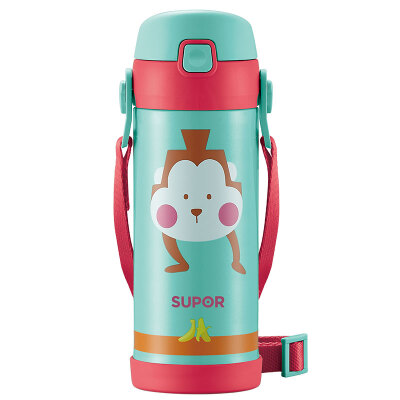 

Su Boer supor Bole children's insulation Cup sports water bottle 304 stainless steel baby cup outdoor water cup vacuum cold cold with a pipette naughty monkey 370mL KC37CD3