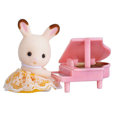 

Sambler family Japanese brand princess toy girl doll house flocking rabbit dolls - easy to carry sets of chocolate bunny&piano SYFC52028