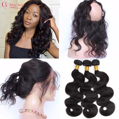 

360 Lace Frontal with Bundle Virgin Human Peruvian Body Wave 360 Closure and Bundles Pre Plucked 360 Frontal Band with Baby Hair